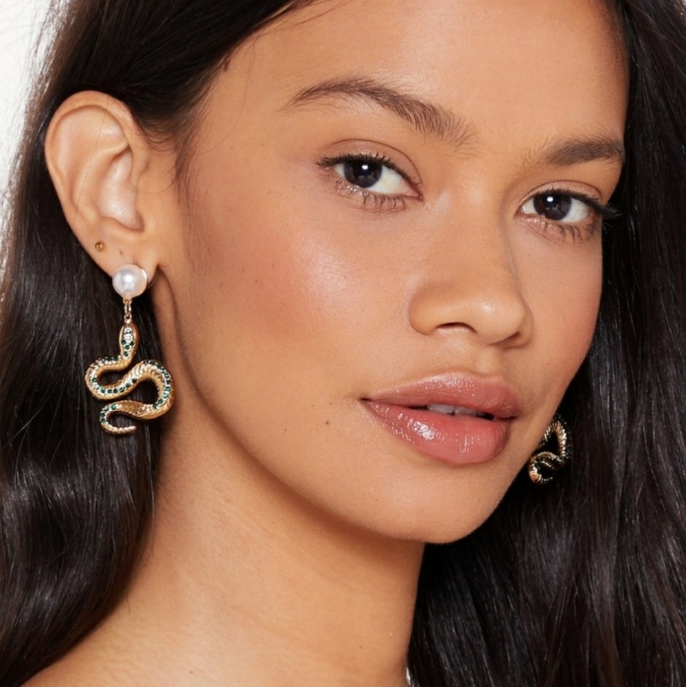 NWT Nasty Gal Pearl Embellished Snake Earrings